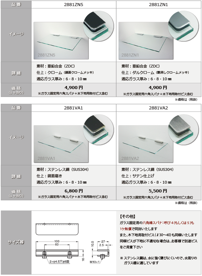 ガラスサイズ幅は概ね1800mm程度まで。木下地用取付ビスも同梱します！