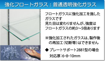 強化フロートガラス：フロートガラスの約3～5倍の強度です